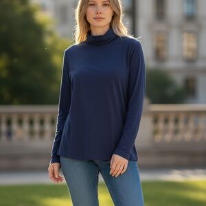 Alfani blue top long sleeve turtle neck navy blue